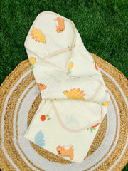 Dino World - Muslin Hooded Baby Blanket